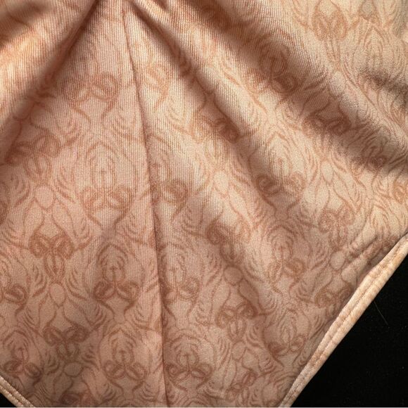 NEW Free People HAH peachy geometric print open back ruched swimsuit size large - Picture 3 of 8
